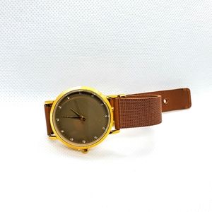 Chain Link Wristwatch with Gold and Diamond Accent